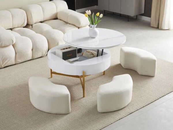 TABLE BASSE CERAMIQUE LUNA COFFRE & POUFS