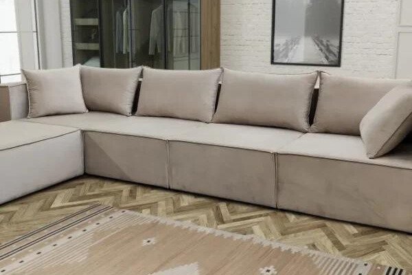 CANAPE MODULO 4+1 VBE ( CANAPE MODULO 4+1 VELOURS BEIGE ANGLE UNIVERSEL 405x192cm)