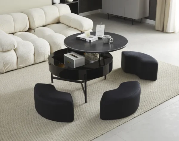 TABLE BASSE CERAMIQUE LUNA COFFRE & POUFS