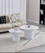 TABLE BASSE GIGOGNE DUO PILA CERAMIQUE - Blanc Marbre gris