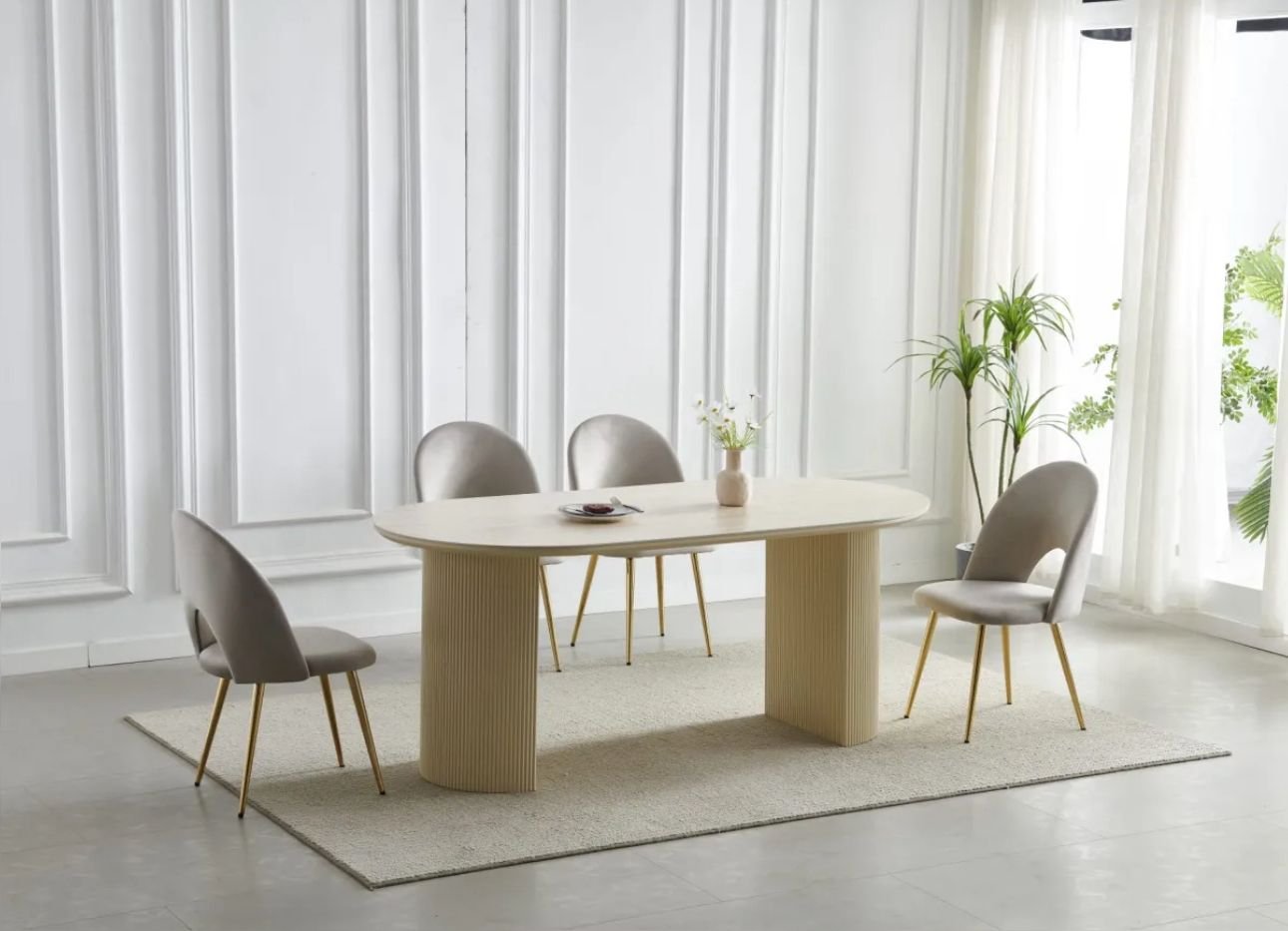 TABLE A MANGER CALYPSO TRAVERTIN CERAMIQUE 180